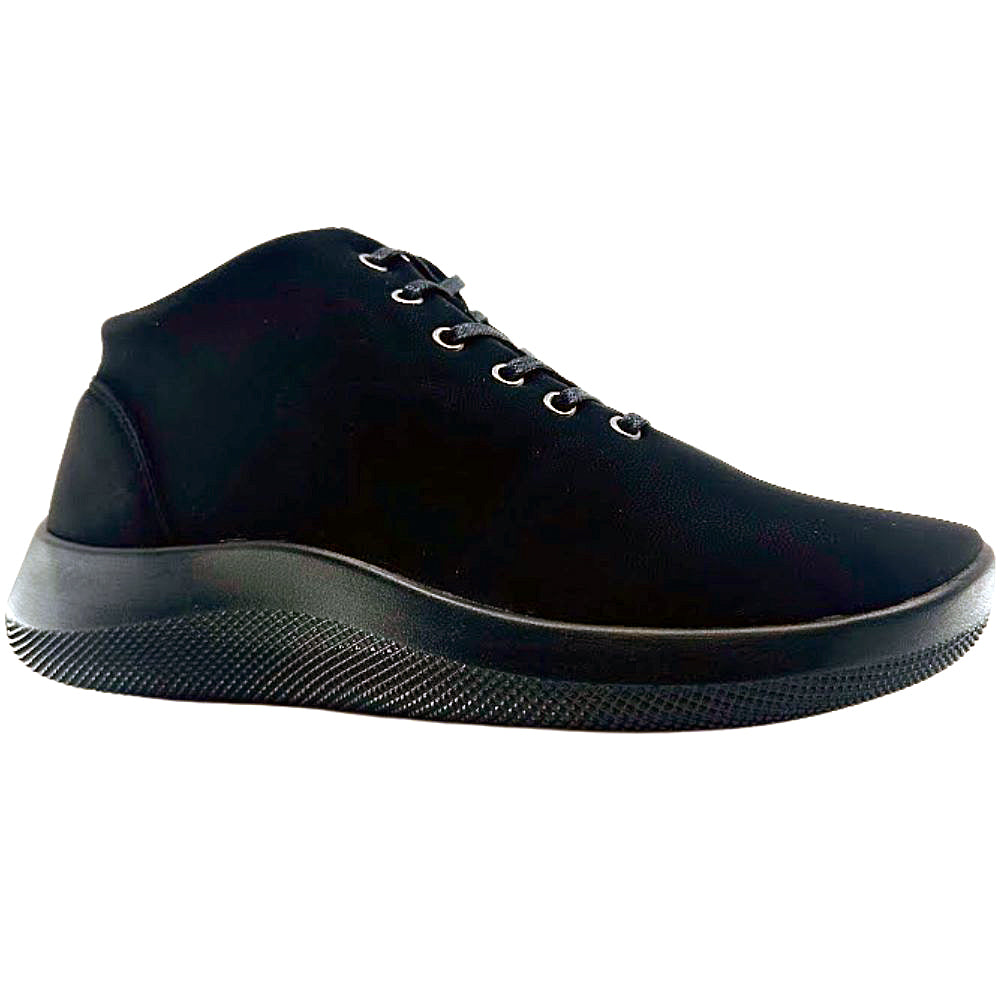 Black ankle boot on a white background