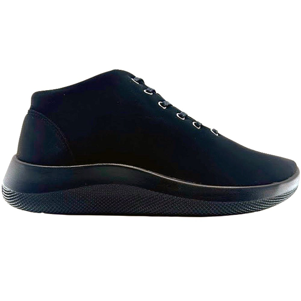 Black ankle boot on a white background