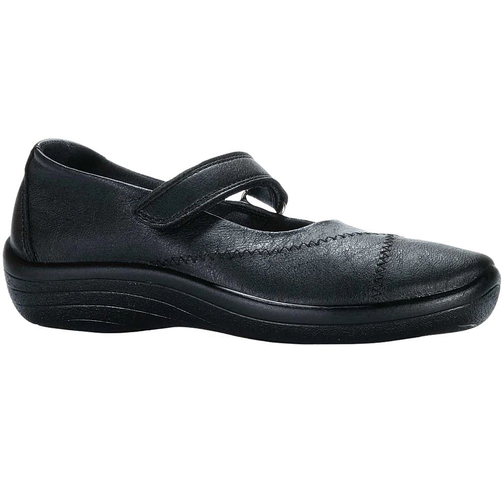 Black Mary-Jane shoe with a strap on a white background