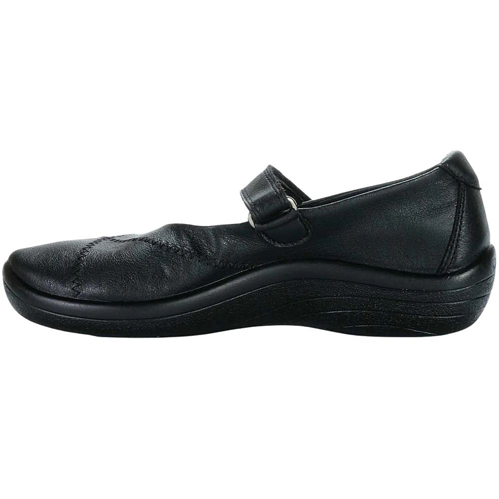 Black Mary-Jane shoe with a strap on a white background