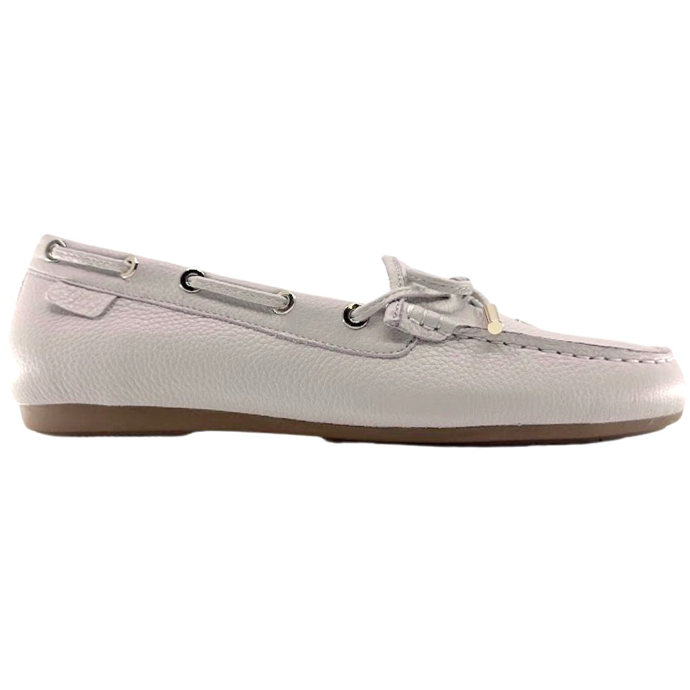 Cream boat shoe on a white background
