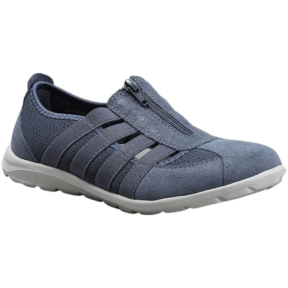 Blue denim casual shoe on a white background