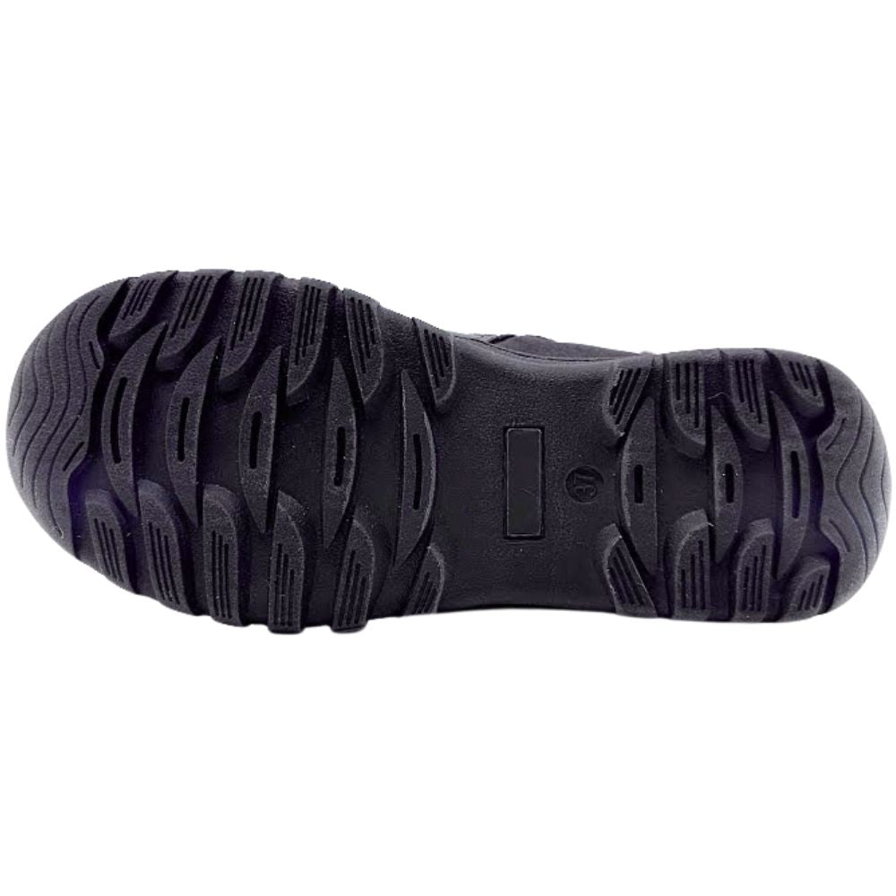 Close-up of a brown shoe sole with tread pattern on a white background