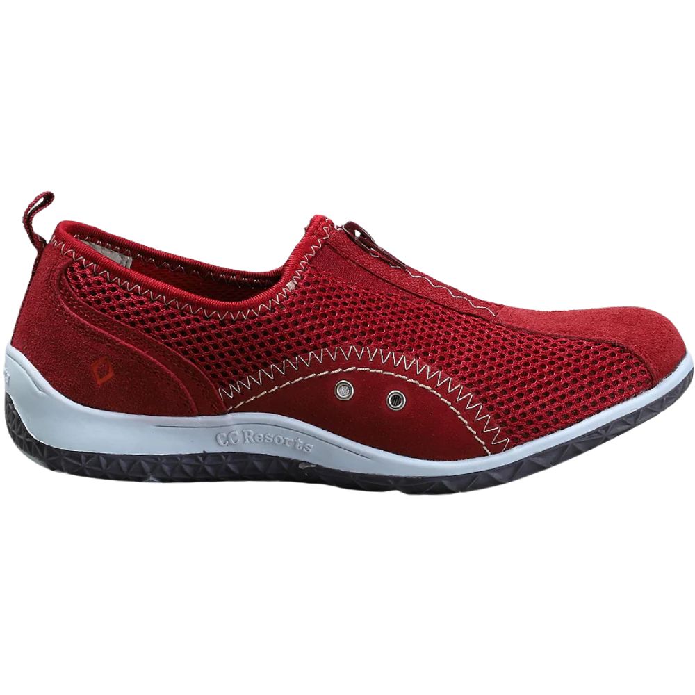 Red shoe with white sole on a white background