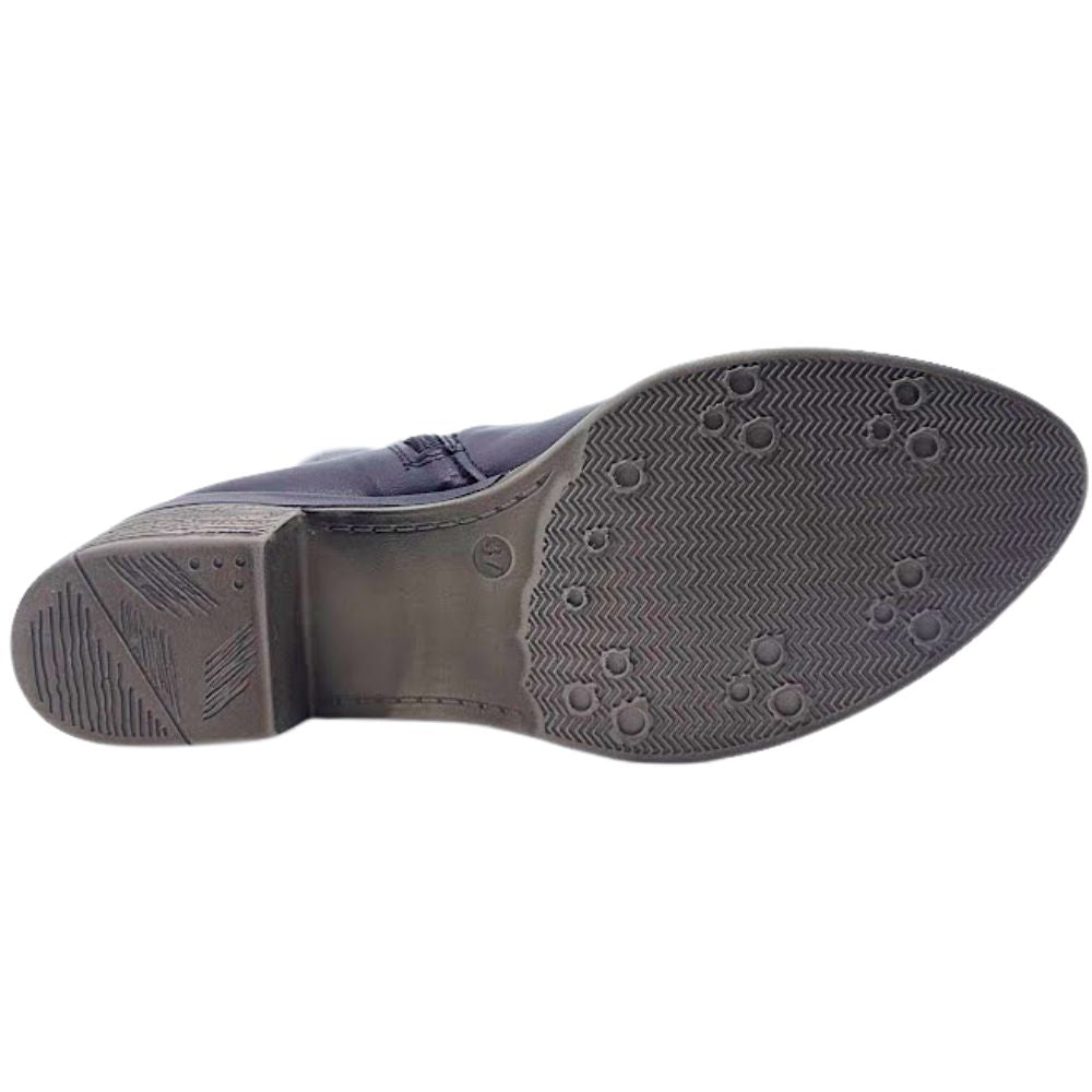 Close-up of a shoe sole with tread pattern on a white background