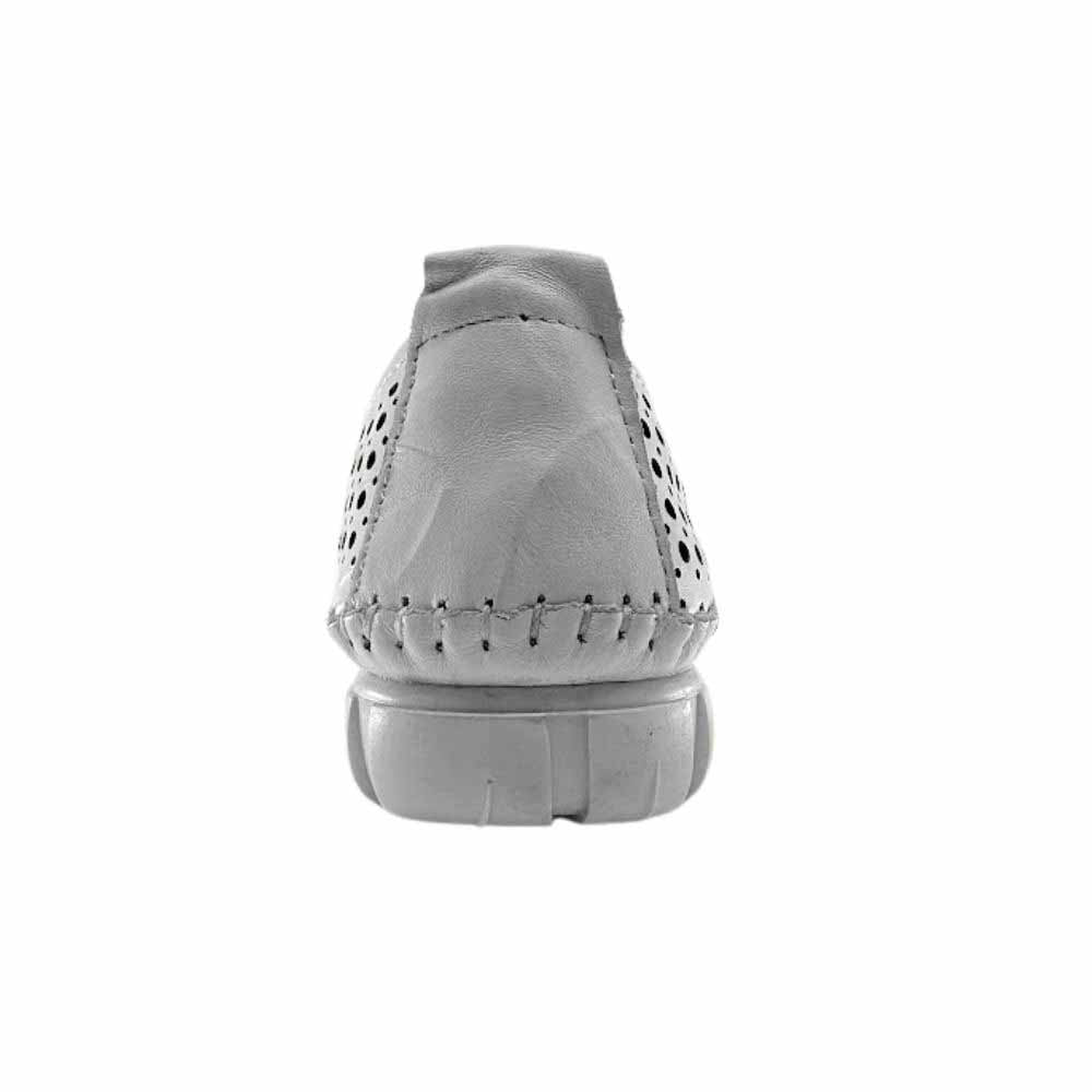 The back of a white Cabello sneaker with stitched detailing and a white sole, shown against a white background.