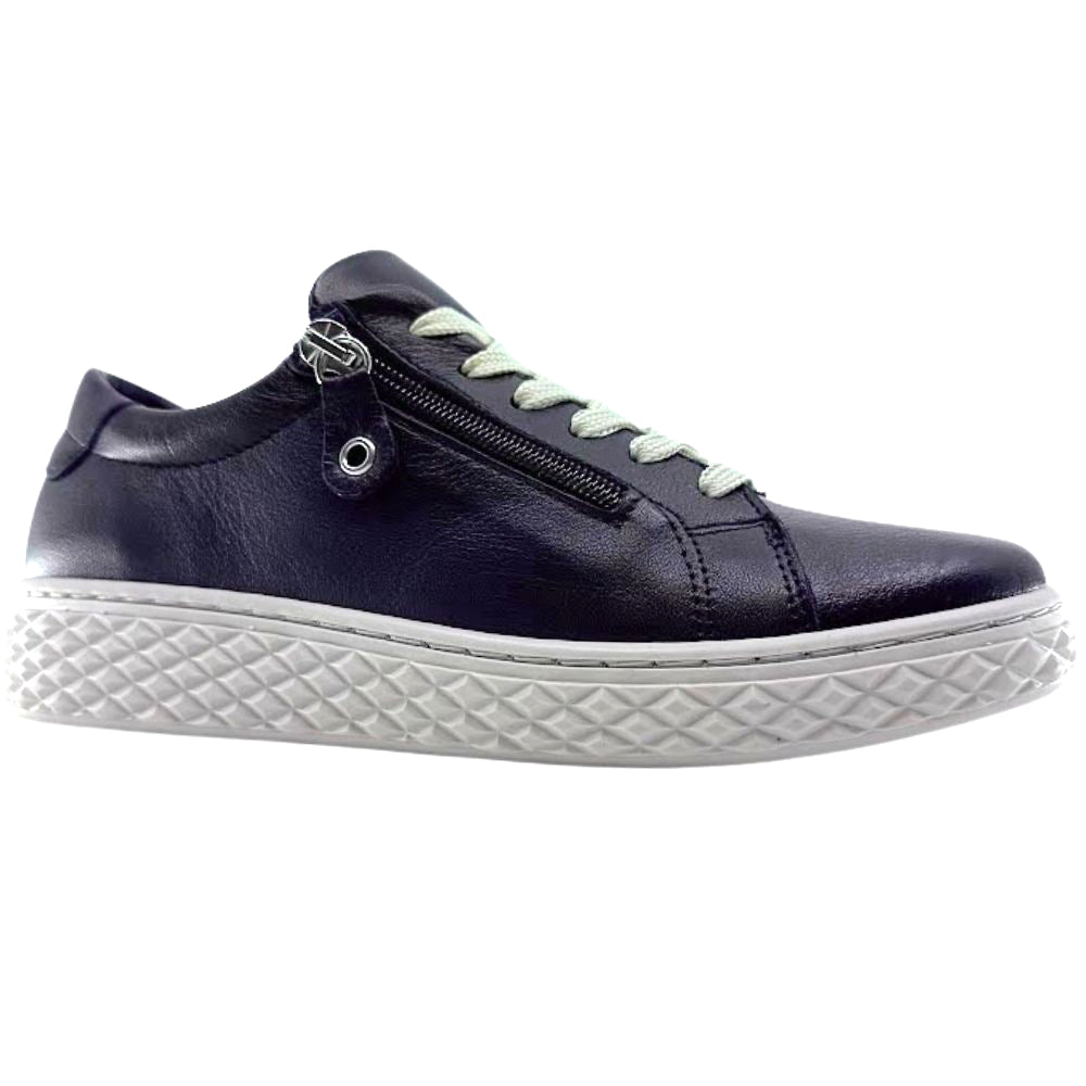 Black sneaker with a white sole on a white background