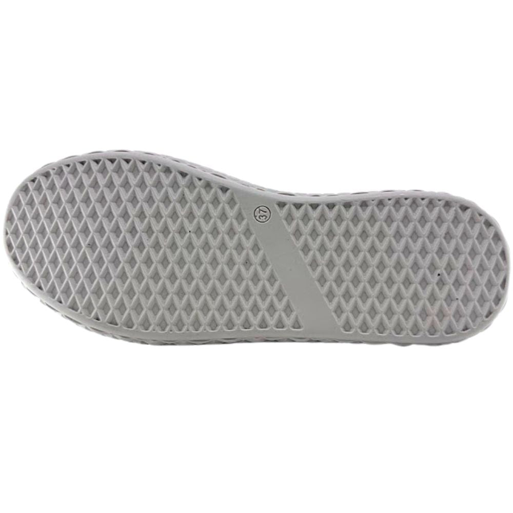 Gray shoe sole with a textured pattern on a white background