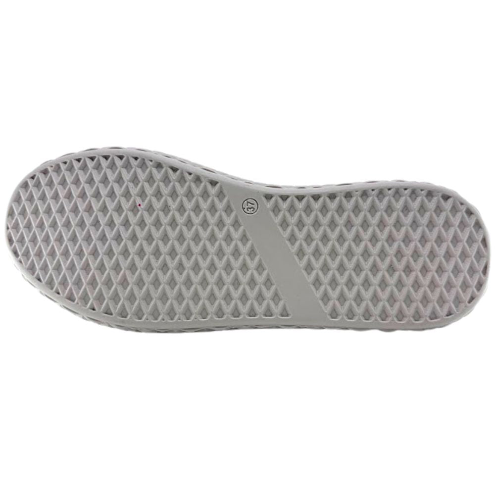 Gray shoe sole with a textured pattern on a white background