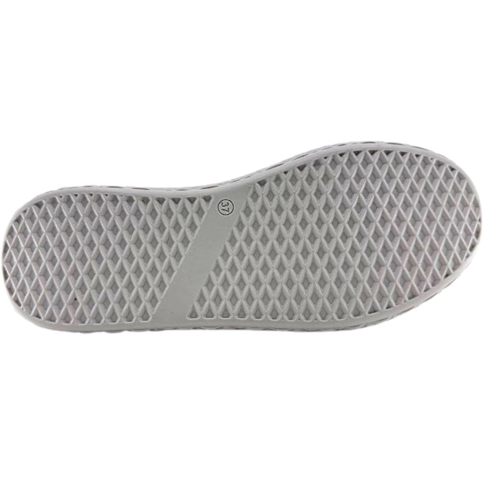 Gray shoe sole with textured pattern on a white background