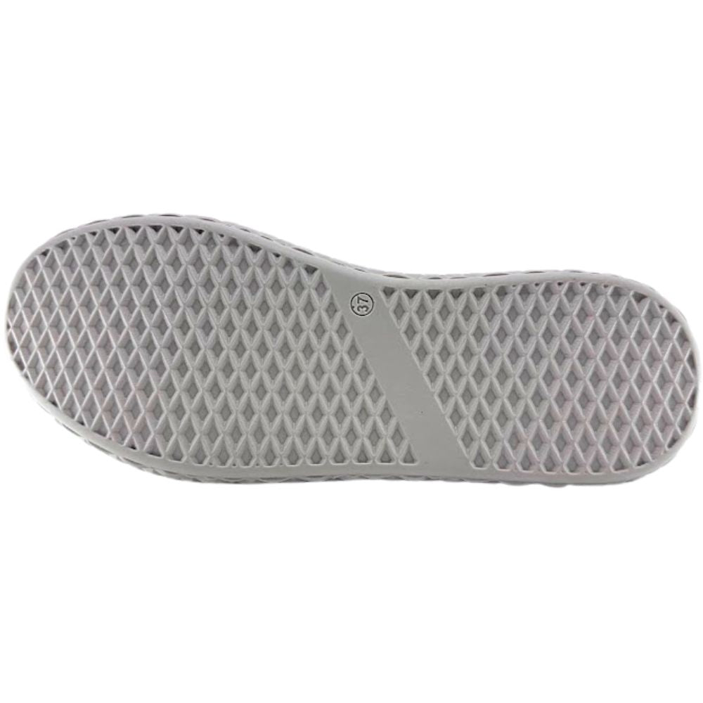 Gray shoe sole with a textured pattern on a white background