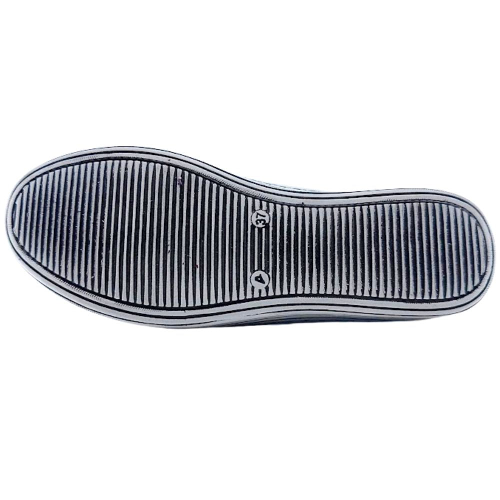 Close-up of a shoe sole with tread pattern on a white background