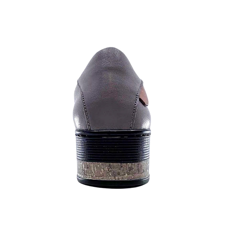 Back of dark stone shoe on a white background