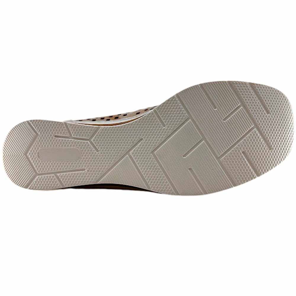 The textured outsole of a flat shoe, shown from a top-down view against a plain white background.