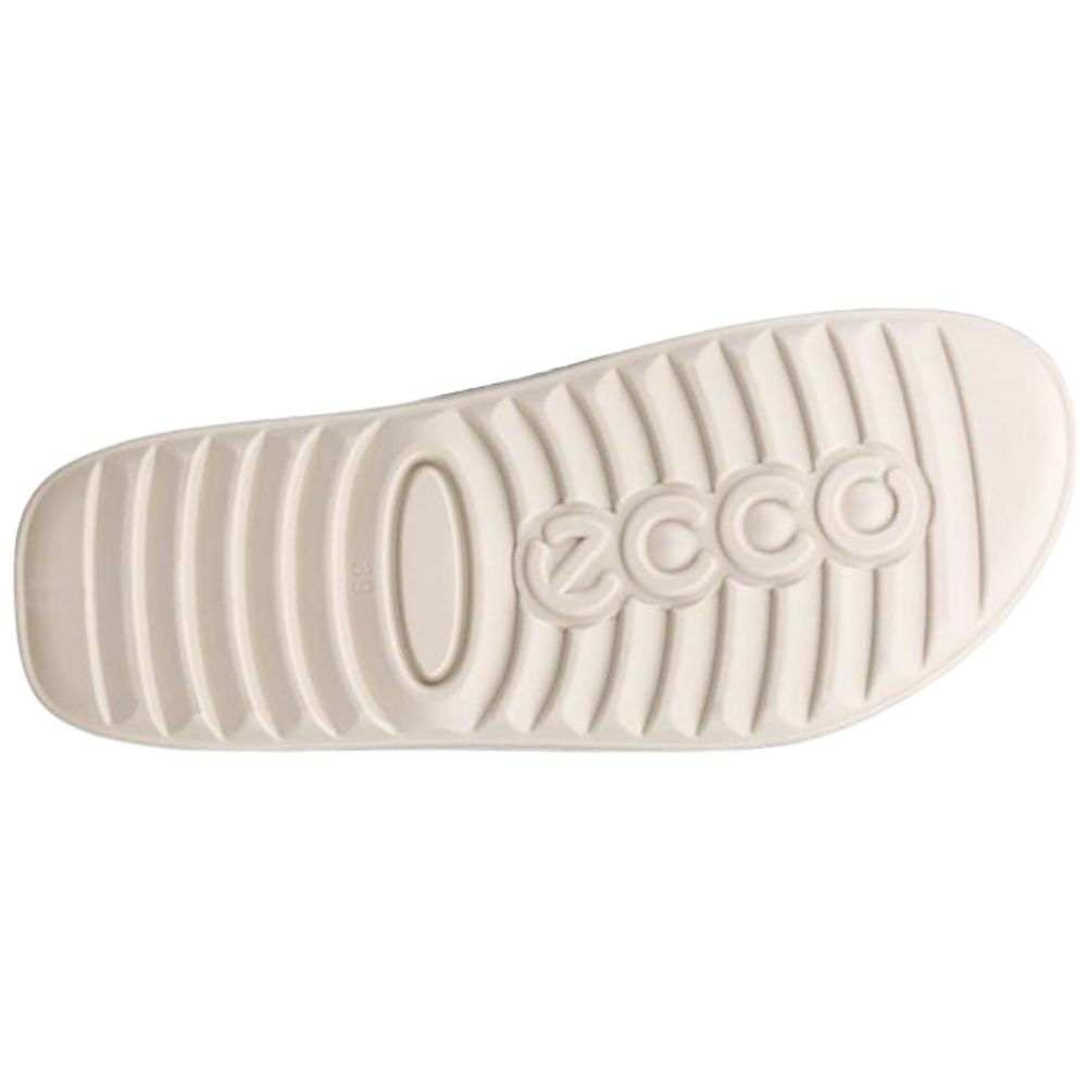 ECCO logo on a white sole with a white background