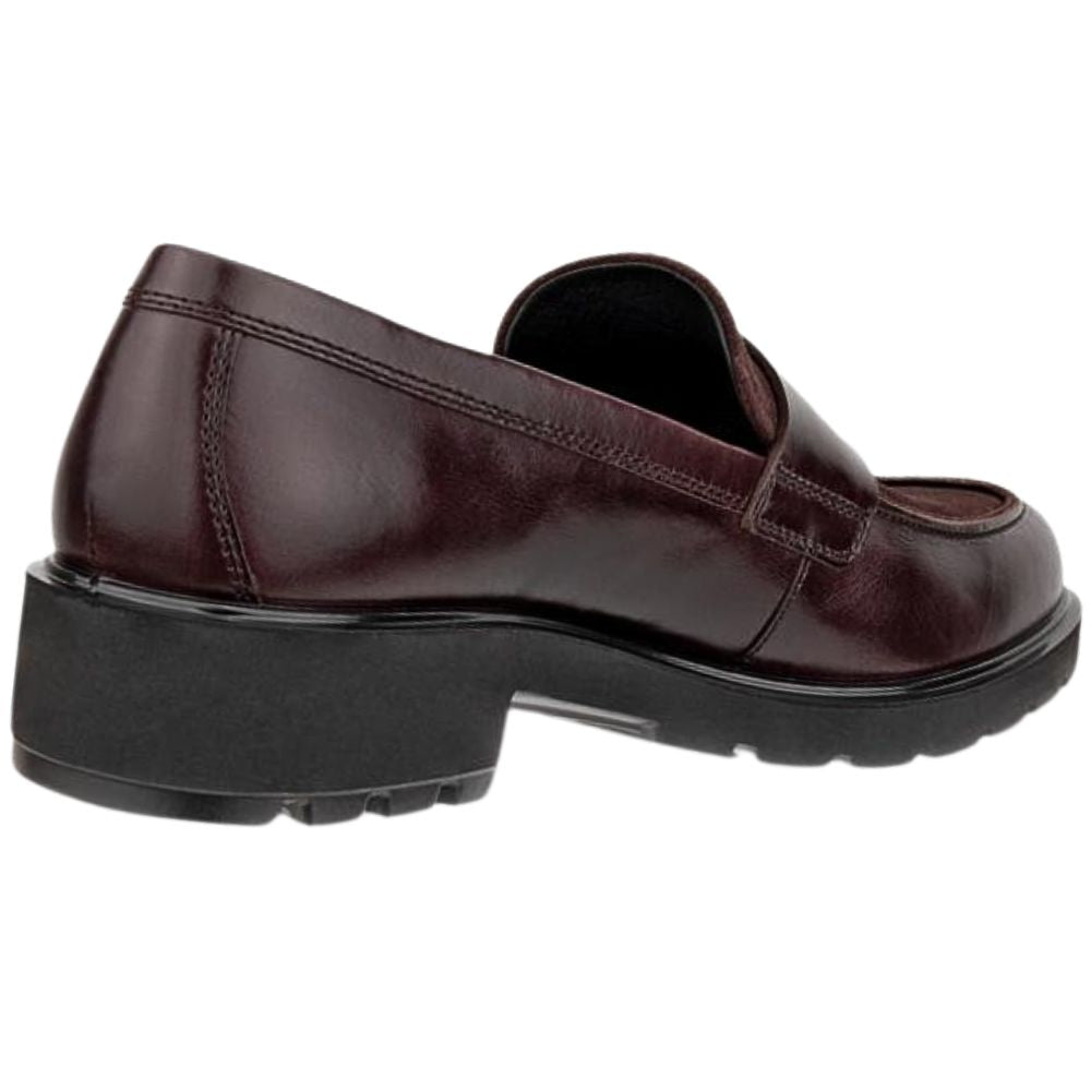 Brown leather loafer shoes on a white background