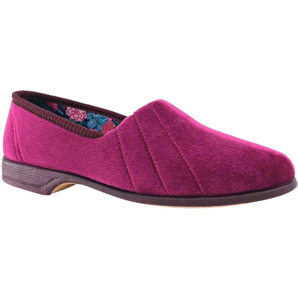 Burgundy slipper shoe on a white background