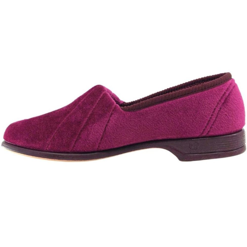 Burgundy slipper shoe on a white background