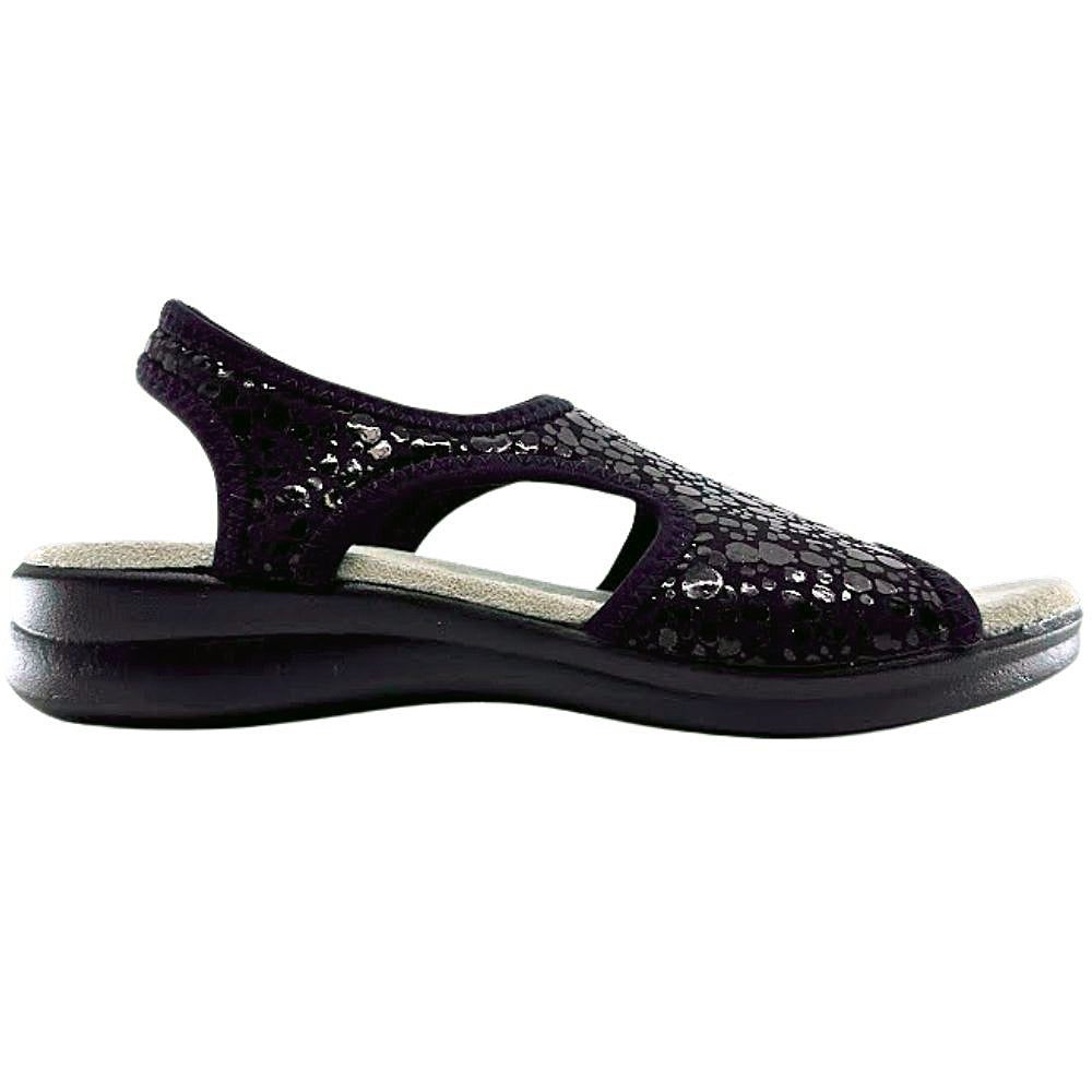 Black textured sandal on a white background