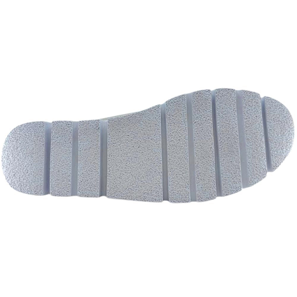 White sole of a shoe on a white background