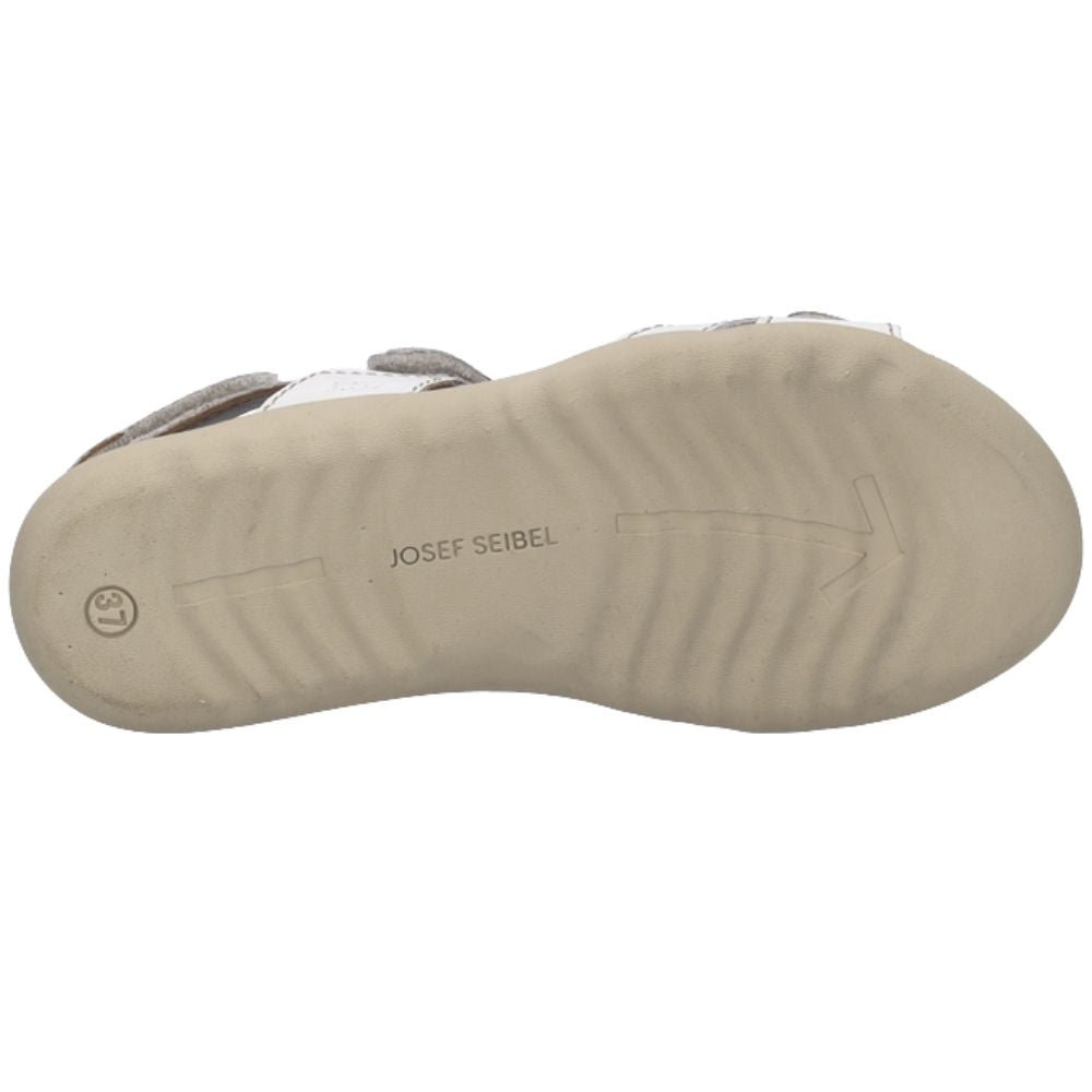 The beige outsole of a Josef Seibel sandal, showing the brand name and size marking, photographed against a white background.