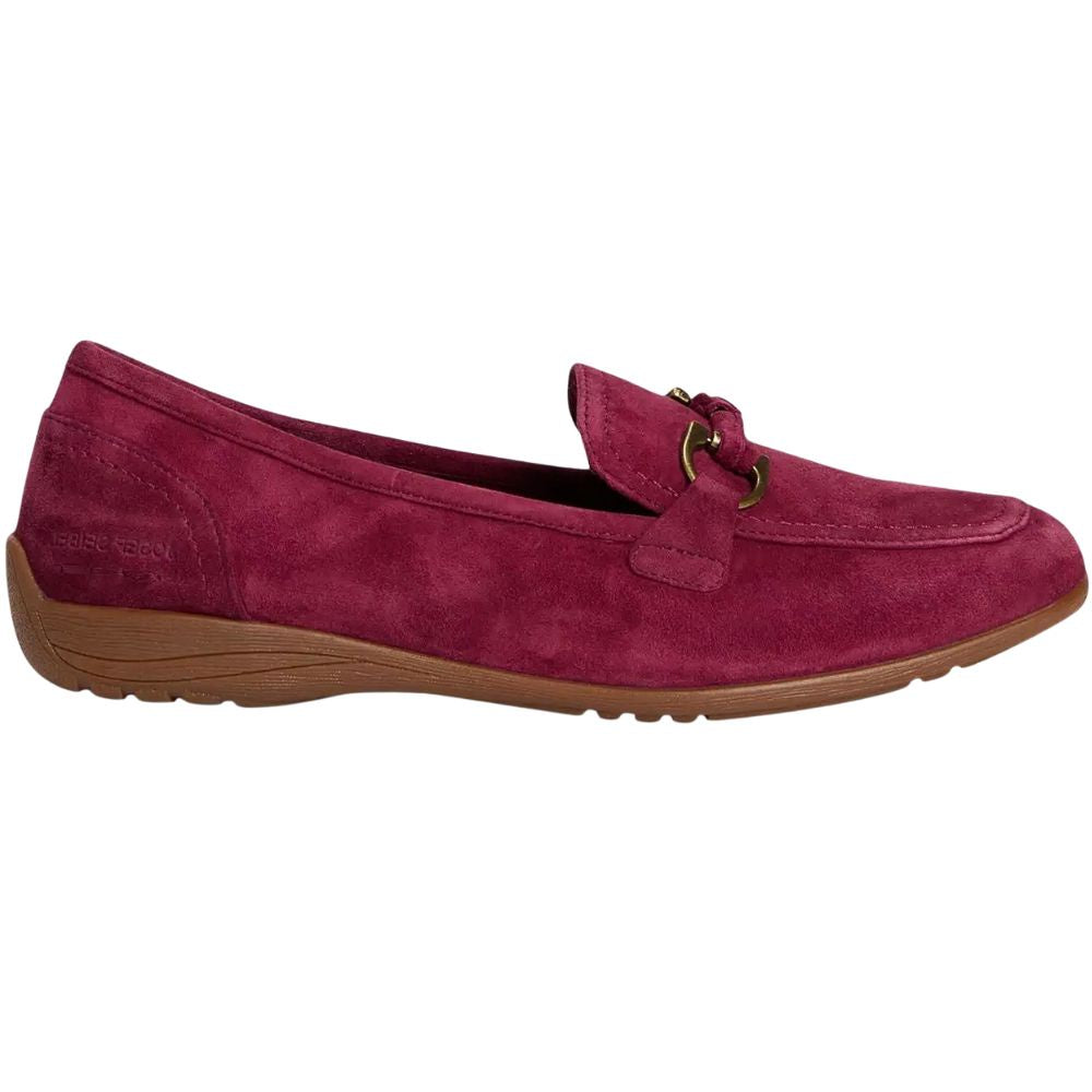 Merlot loafer with a gold horse-bit detail on a white background