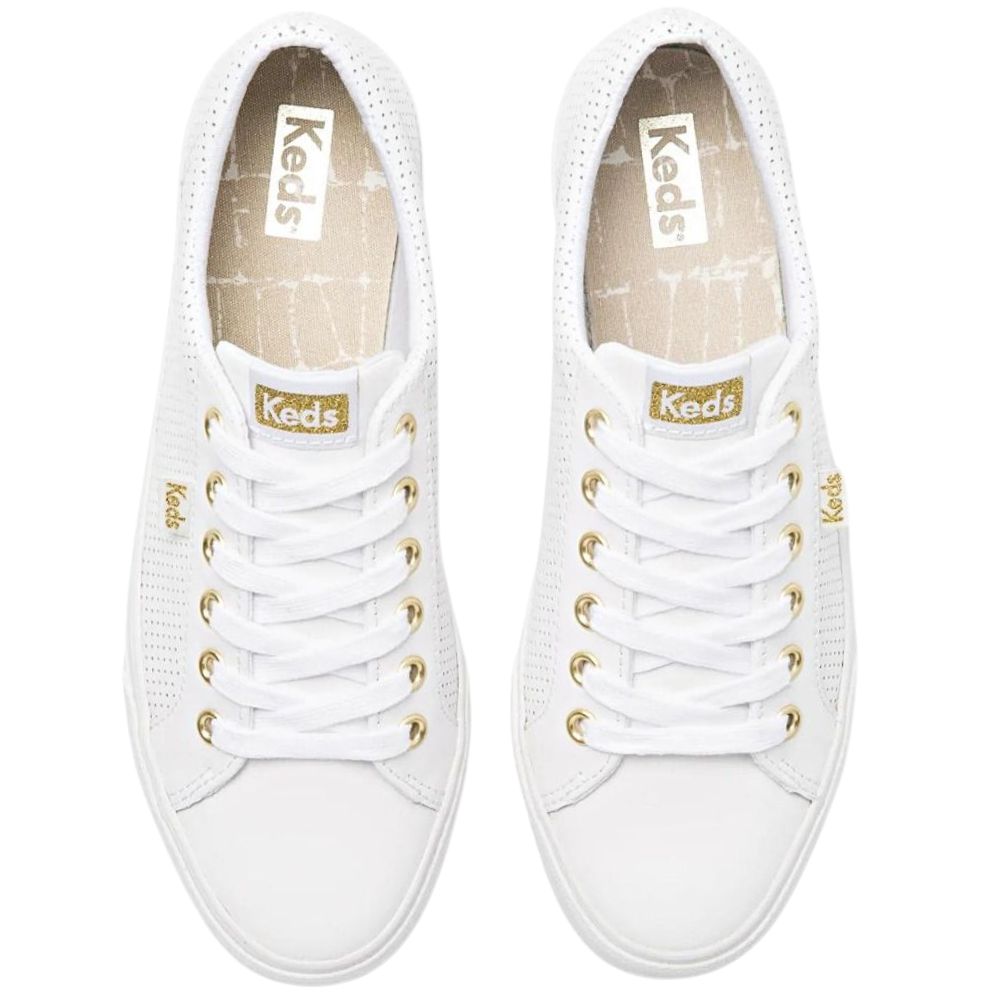 KEDS JUMP KICK PERFORATED LEATHER WHITE GOLD