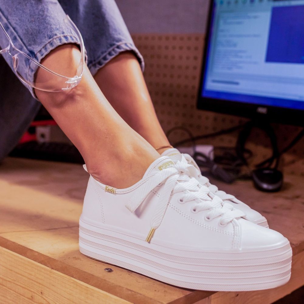 KEDS TRIPLE UP LEATHER WHITE Cherrywood Shoes