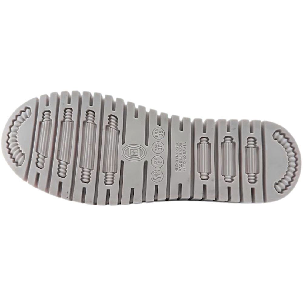 Gray shoe sole with tread pattern on a white background