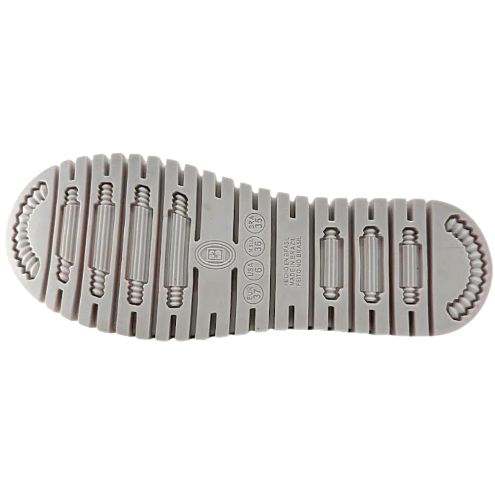 Gray shoe sole with tread pattern on a white background