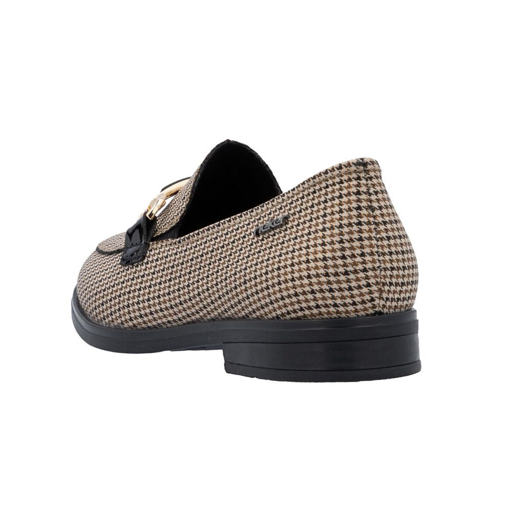 Houndstooth patterned loafer shoe on a white background