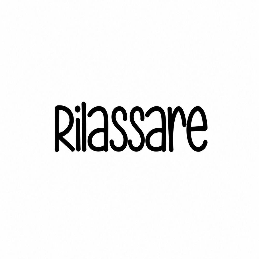 Black Rilassare text against a white background
