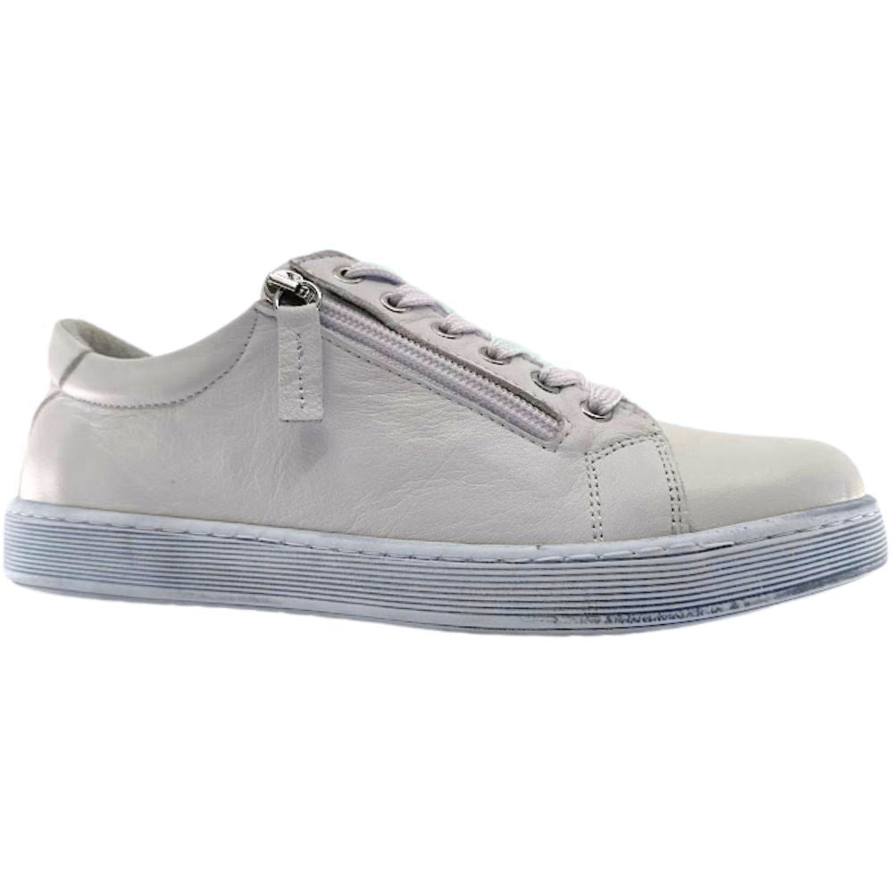 Cream sneaker with a zipper on a white background