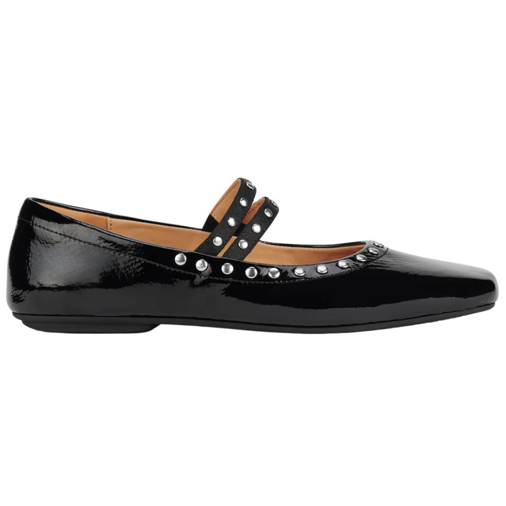 ROLLIE BALLET MARY JANE STUD BLACK PATENT