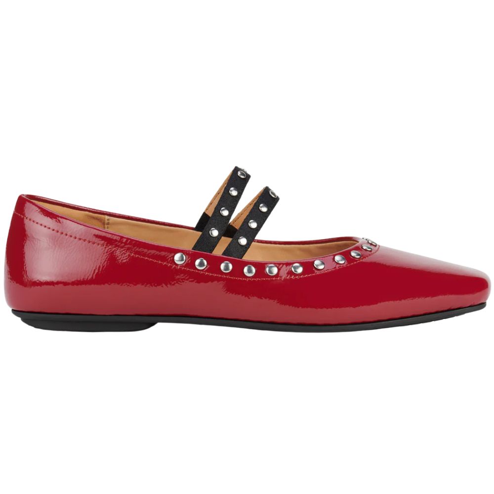 ROLLIE BALLET MARY JANE STUD MERLOT PATENT