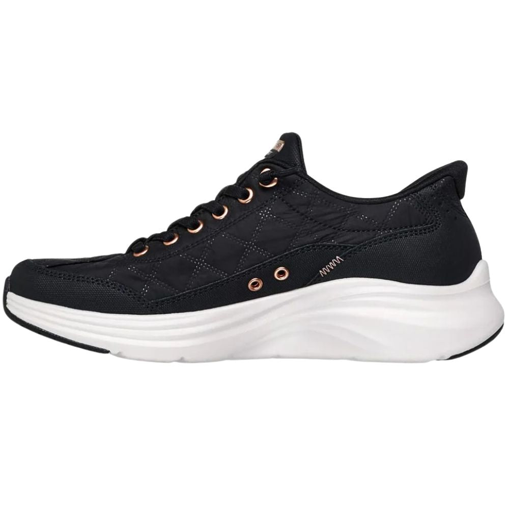 SKECHERS SLIP-INS CONTOUR FOAM COZY FIT GOLDEN HOUR BLACK ROSE GOLD