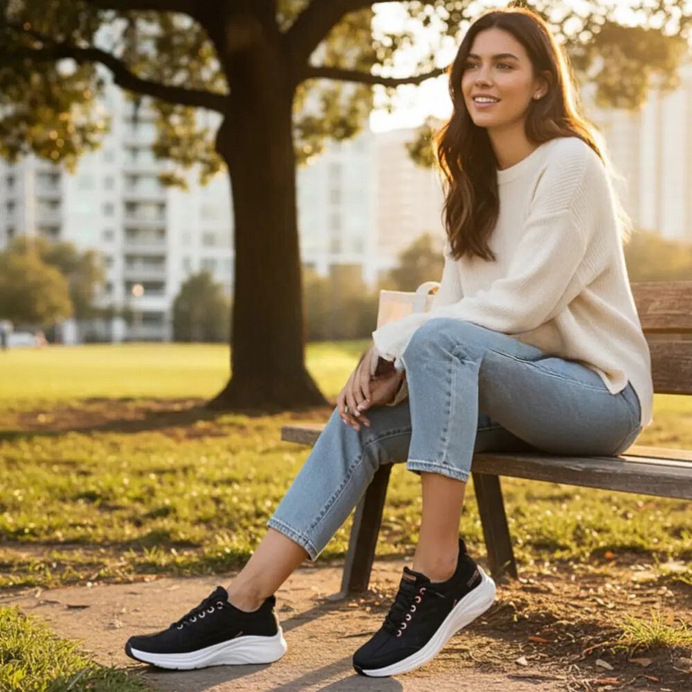 SKECHERS SLIP-INS CONTOUR FOAM COZY FIT GOLDEN HOUR BLACK ROSE GOLD