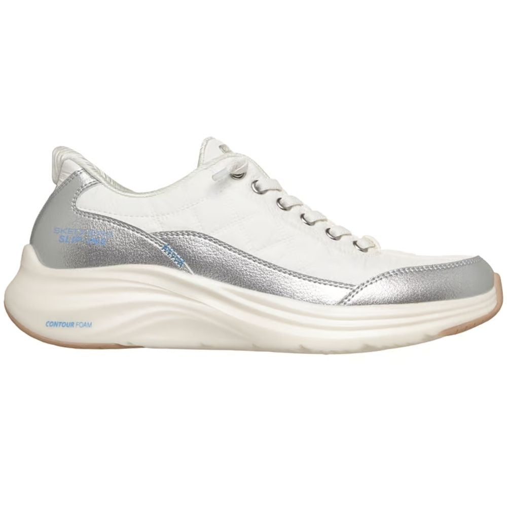 SKECHERS SLIP-INS CONTOUR FOAM METALLIC DREAM WHITE SILVER 150416