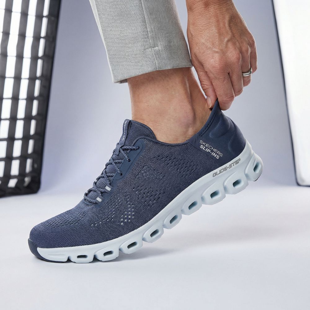 SKECHERS SLIP-INS GLIDE STEP AMORE NAVY (WIDE FIT)