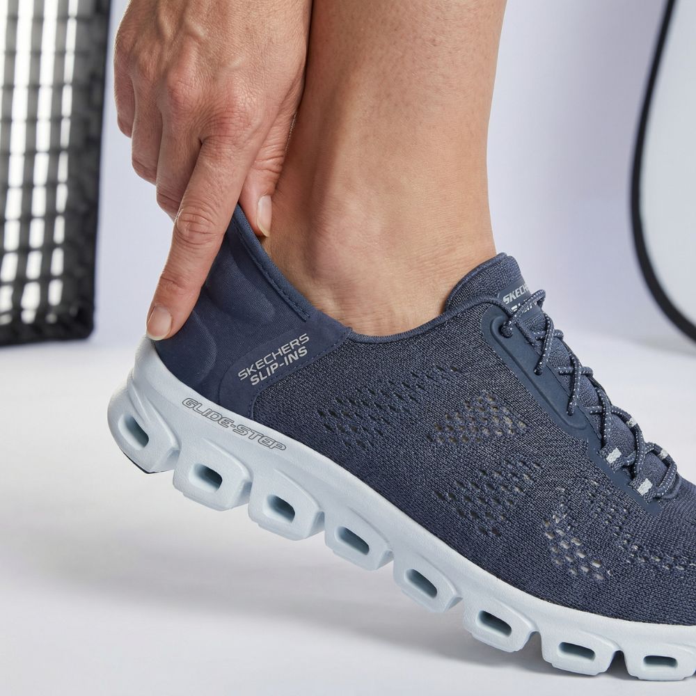 SKECHERS SLIP-INS GLIDE STEP AMORE NAVY (WIDE FIT)