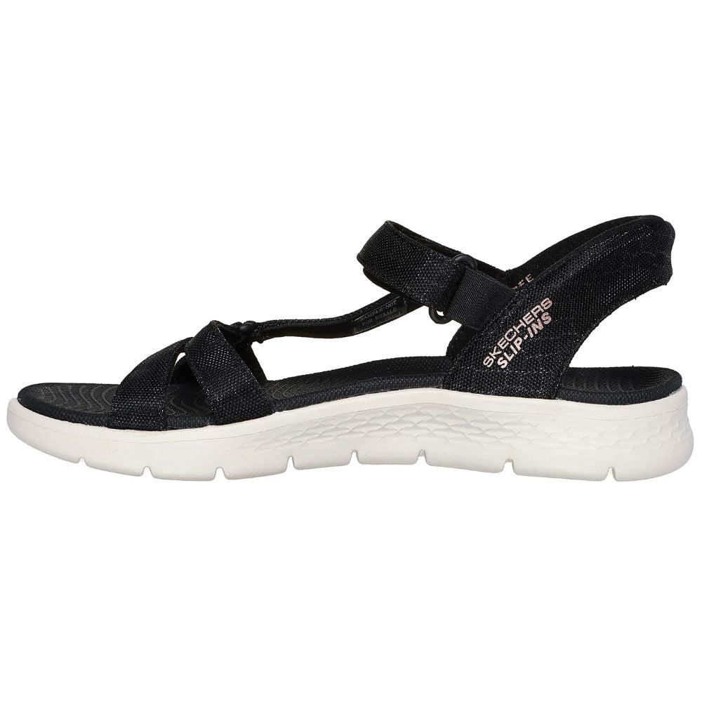 SKECHERS SLIP INS GO WALK FLEX ILLUMINATE SANDAL BLACK ROSE GOLD