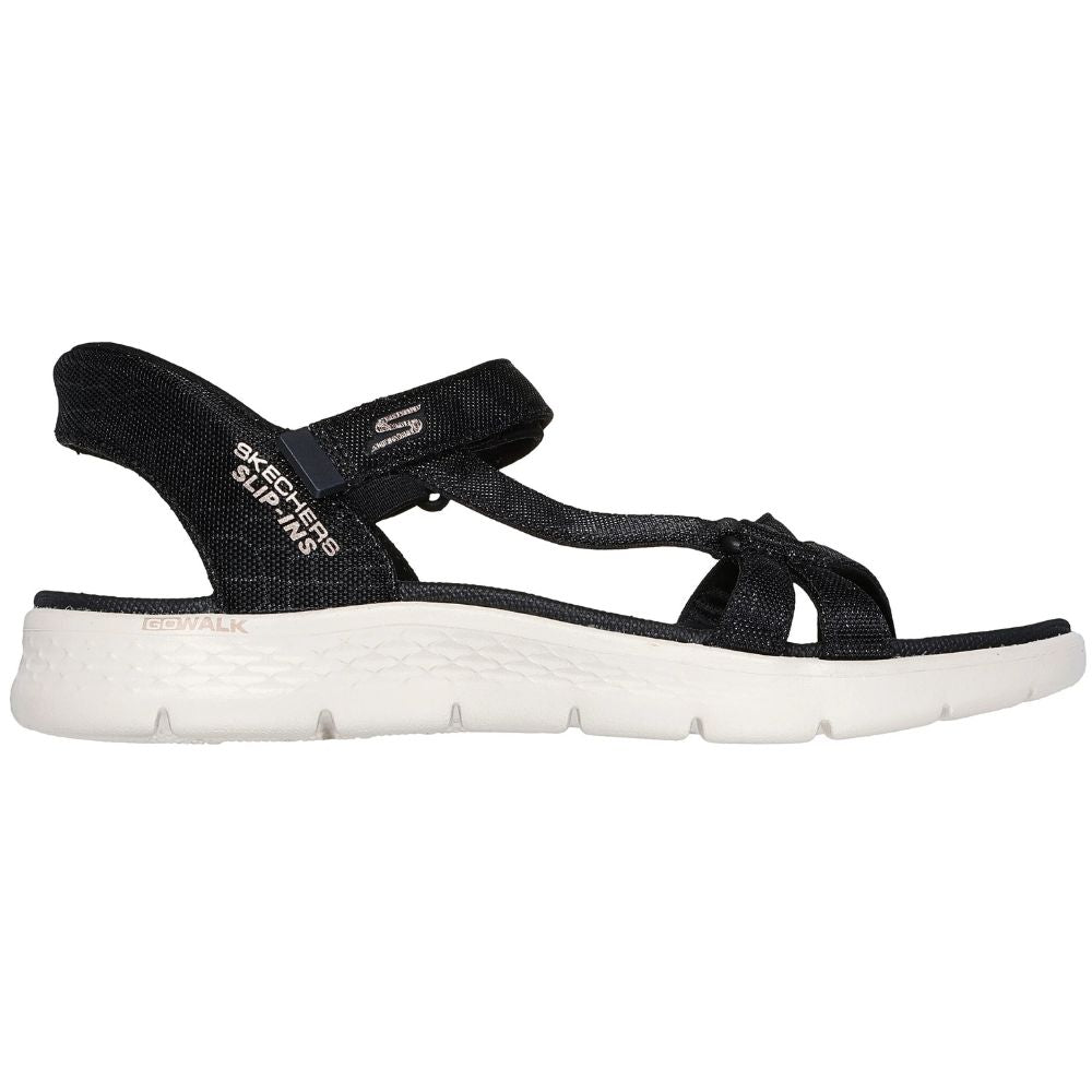 SKECHERS SLIP INS GO WALK FLEX ILLUMINATE SANDAL BLACK ROSE GOLD
