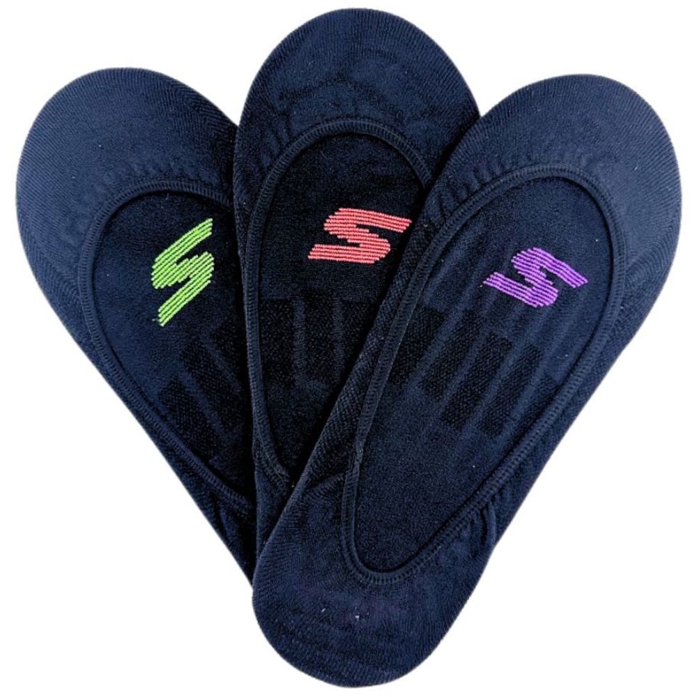 SKECHERS 3PK MICROFIBRE SUPERLOW LINER SOCKS BLACK