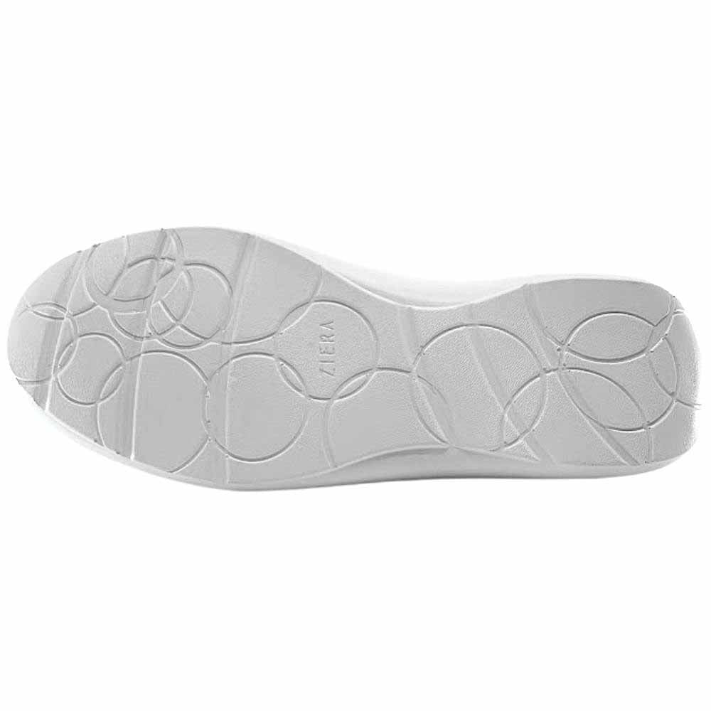 The bottom sole of a white shoe, featuring a circular tread pattern and the brand name 'Ziera' embossed in the center.