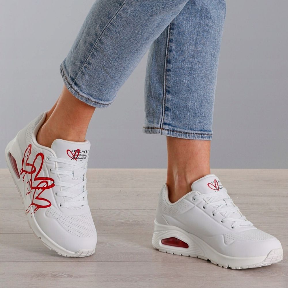 SKECHERS X JGOLDCROWN UNO: DRIPPING IN LOVE WHITE/RED