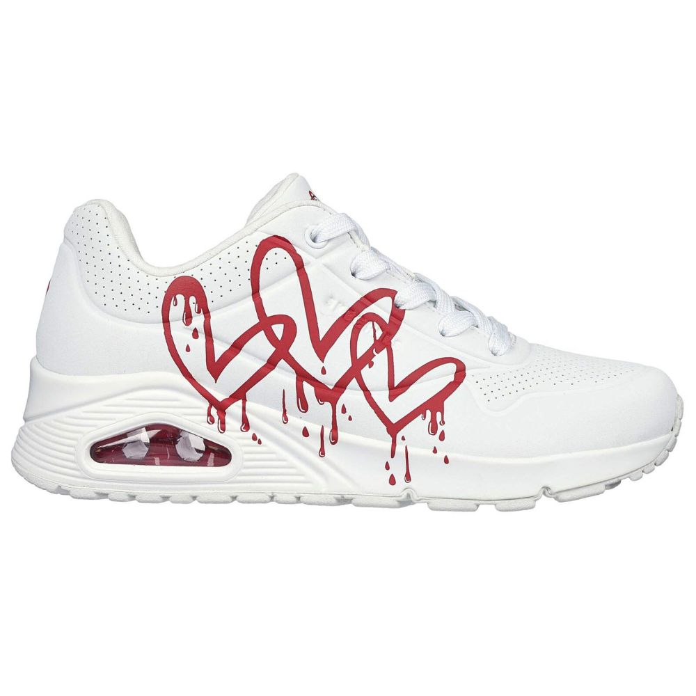 SKECHERS  X JGOLDCROWN UNO: DRIPPING IN LOVE WHITE/RED