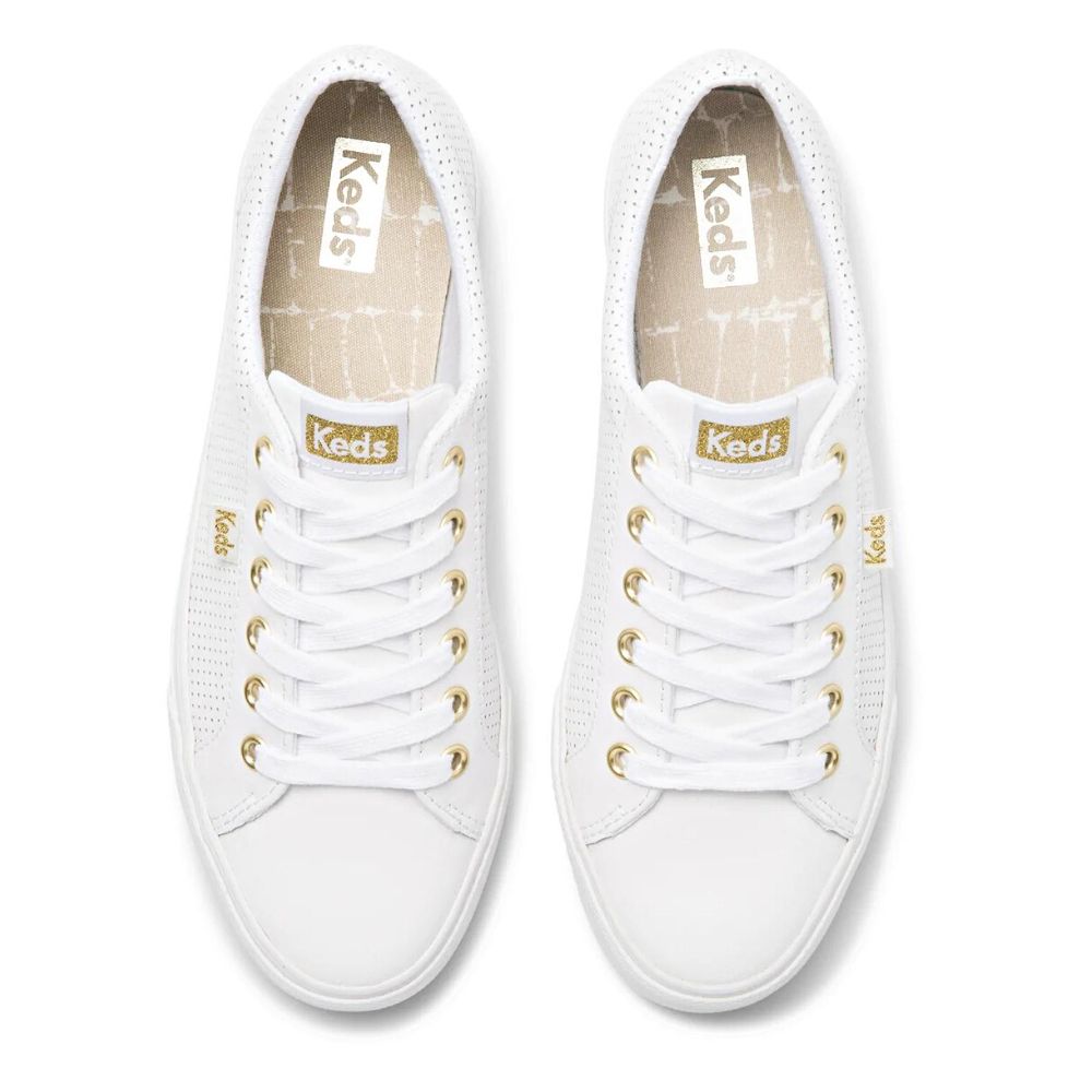 KEDS JUMP KICK PERFORATED LEATHER WHITE GOLD
